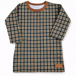 Kids Checkered Long Sleeve Tee - Green and Brown